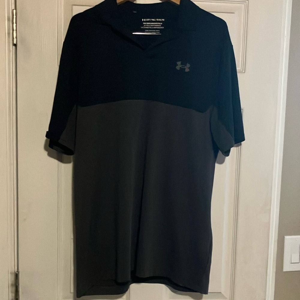 Under Armour Men's Black and Gray Polo Shirt Large Tall